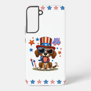 Funda Para Samsung Galaxy S22+ Perro/cachorro lindo, patriótico, 4 de julio
