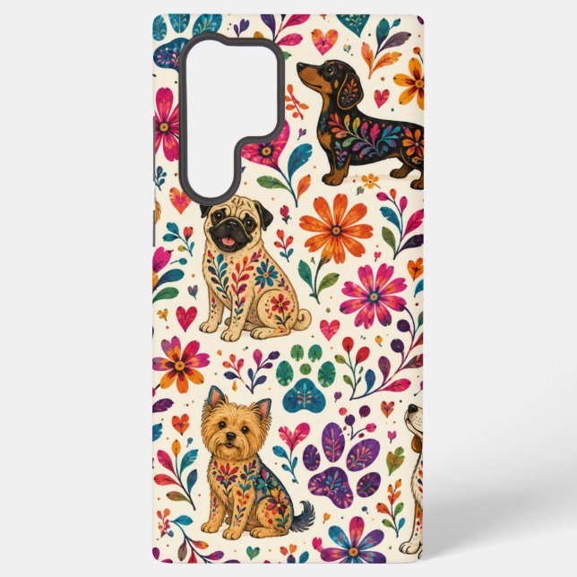 Funda Para Samsung Galaxy Perro de Arte Otomi  (Reverso )