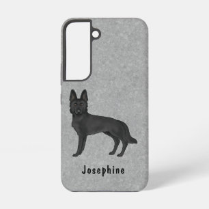 Funda Para Samsung Galaxy S22 Perro De Dibujo De Pastor Alemán Negro En Gris Y T