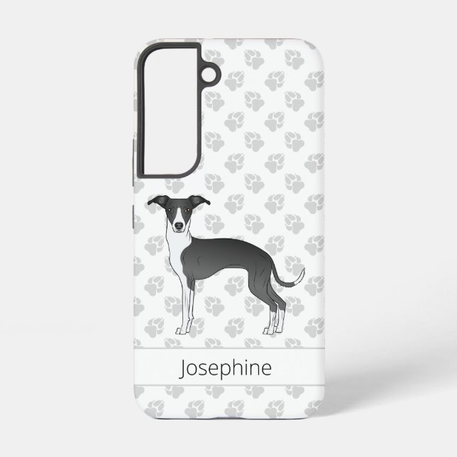 Funda Para Samsung Galaxy Perro de Greyhound Italiano Blanco Y Negro Con Pap (Reverso )