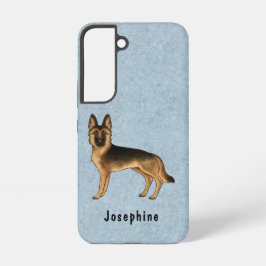 Funda Para Samsung Galaxy S22 Perro Pastor Alemán de color negro y fuego sobre f