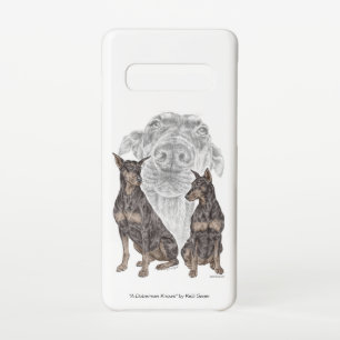 Funda Para Samsung Galaxy S10 Perros negros y tan doberman