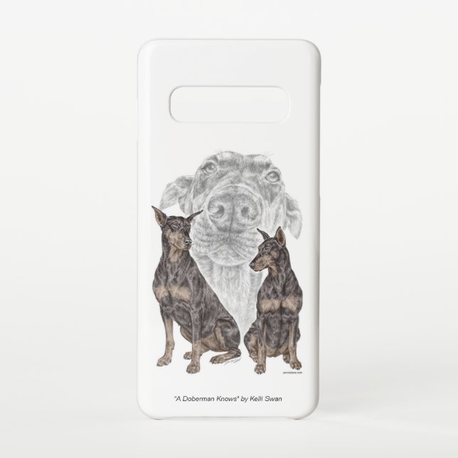 Funda Para Samsung Galaxy Perros negros y tan doberman (Reverso)