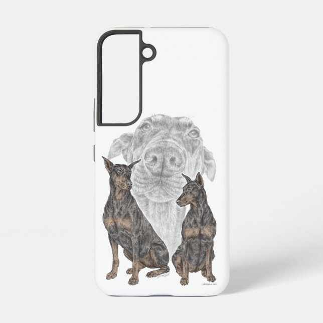 Funda Para Samsung Galaxy Perros negros y tan doberman (Reverso )