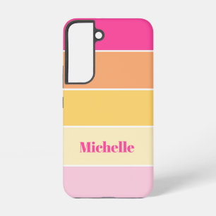 Funda Para Samsung Galaxy S22 personalizado amarillo rosa Bandas de bloques de c