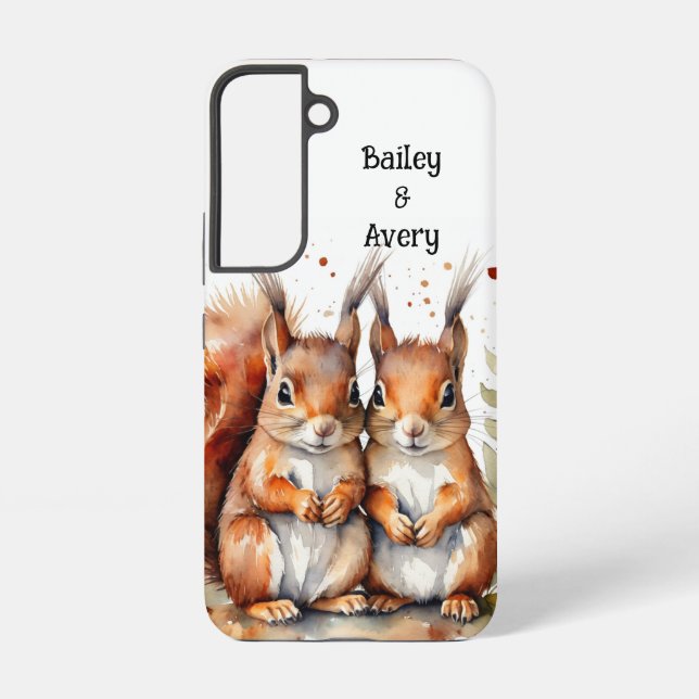 Funda Para Samsung Galaxy Personalizado Cute Cuddling ardillas Pareja Amar A (Reverso )