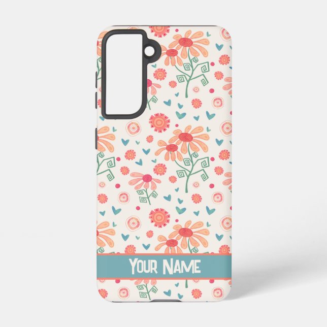 Funda Para Samsung Galaxy Personalizado De Inespiritividad De Flores De Nomb (Reverso )