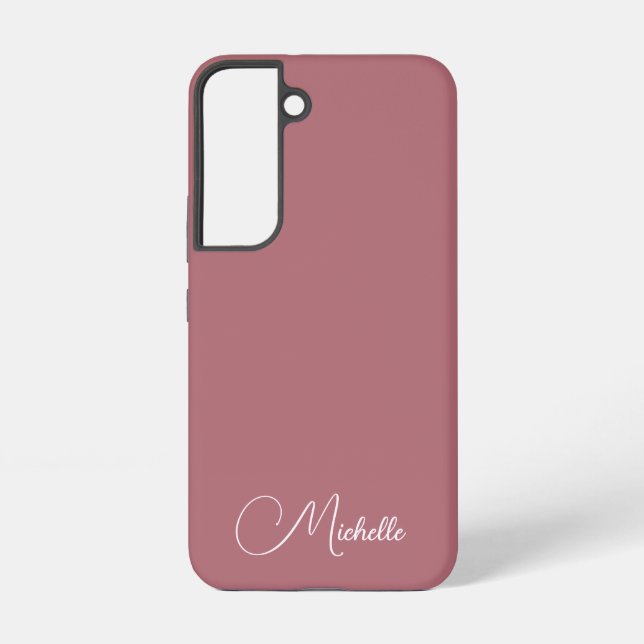 Funda Para Samsung Galaxy Personalizado Monograma Nombre manuscrito Rosa Reg (Reverso )