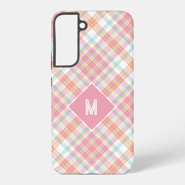 Funda Para Samsung Galaxy Personalizado Monograma Tapado / Patrón Tartán (Reverso )