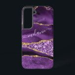 Funda Para Samsung Galaxy S22 Personalizado Purpurina Purple Gold Personalizado<br><div class="desc">Fundas de Samsung Galaxy o casos de iPhone con el Purpurina de oro violeta morado Agate Geode Nombre personalizado Sparkle Marble Personalizado Cumpleaños - Aniversario o Regalo Boda / Proveedor - Añadir su nombre - Texto o Eliminar - Hacer su regalo especial - Redimensionar y mover o eliminar y agregar...</div>