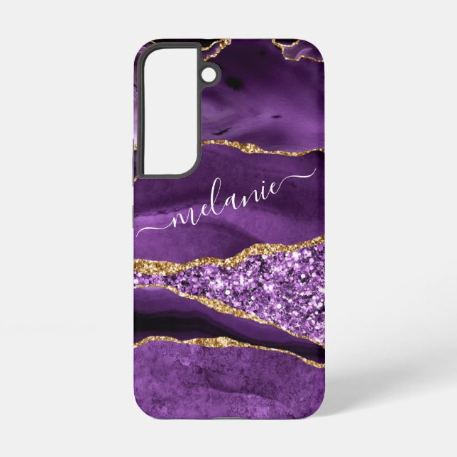 Funda Para Samsung Galaxy Personalizado Purpurina Purple Gold Personalizado  (Reverso )