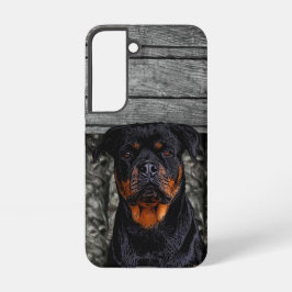 Funda Para Samsung Galaxy S22 Personalizado Rottweiler Nombre Perro Camo Mascota