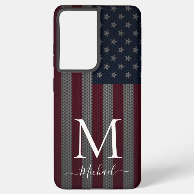 Funda Para Samsung Galaxy Personalizar malla metálica Monograma Bandera Esta (Reverso )