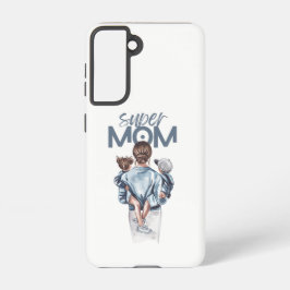 Funda Para Samsung Galaxy S21 Personalized Super Mom with Son and Daughter Gift