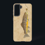 Funda Para Samsung Galaxy S21 Pesca de trucha marrón<br><div class="desc">Pesca de trucha marrón de la mosca seca después del señuelo de la pesca de la mosca seca. Mano dibujada por la artista ©Tina Hesskew de Fishing Hunting Life.</div>