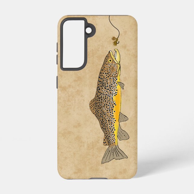 Funda Para Samsung Galaxy Pesca de trucha marrón (Reverso )