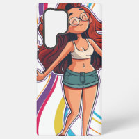 Phonecase con un feliz chica sobre él, colorido