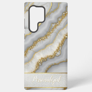 Funda Para Samsung Galaxy S22 Ultra Piedra Lunar Personalizada Líquida Dorada y Blanca