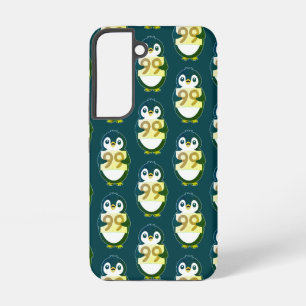 Funda Para Samsung Galaxy S22 Pingüino de dibujos animados sosteniendo el número