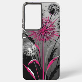 Funda Para Samsung Galaxy S21 Ultra Pink, Black and White Dandelion