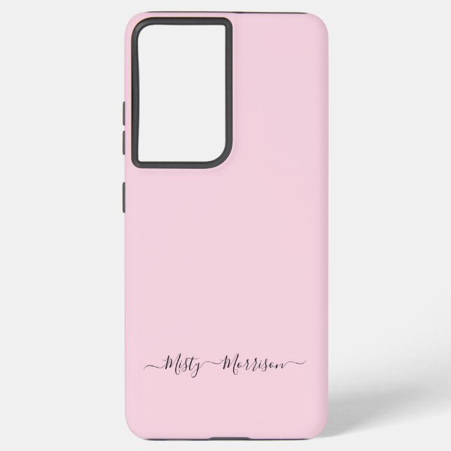Funda Para Samsung Galaxy Pink femenino con nombre personalizado de script (Reverso )