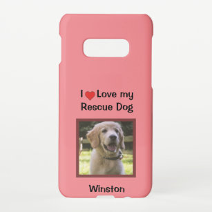 Funda Para Samsung Galaxy S10E Pink I Love my Rescue Dog   Nombre y foto