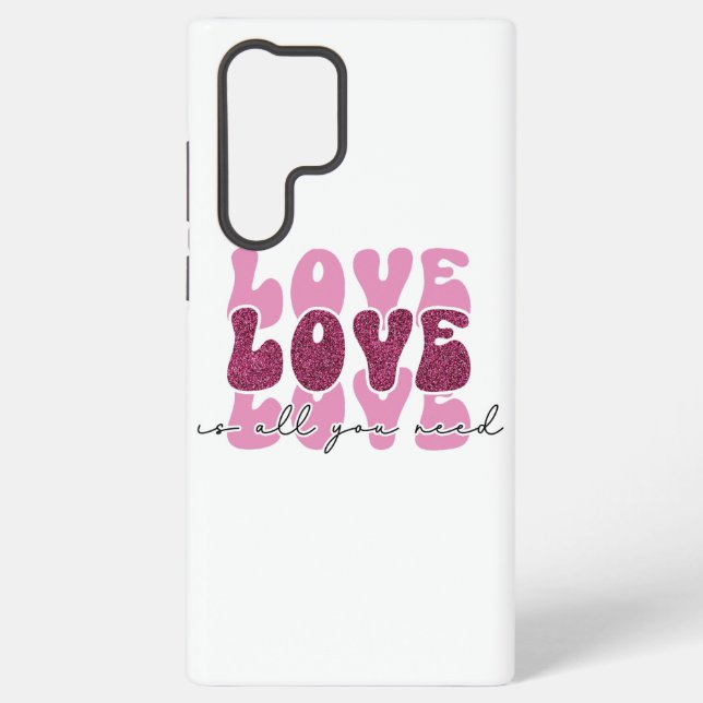 Funda Para Samsung Galaxy Pink "Love" Stacked Bubble Font (Reverso )