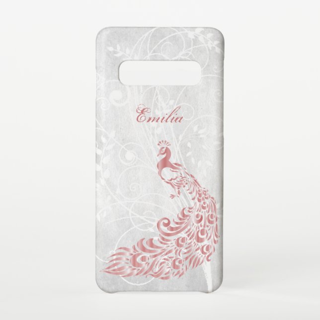 Funda Para Samsung Galaxy Pink Peacock Personalizado (Reverso)
