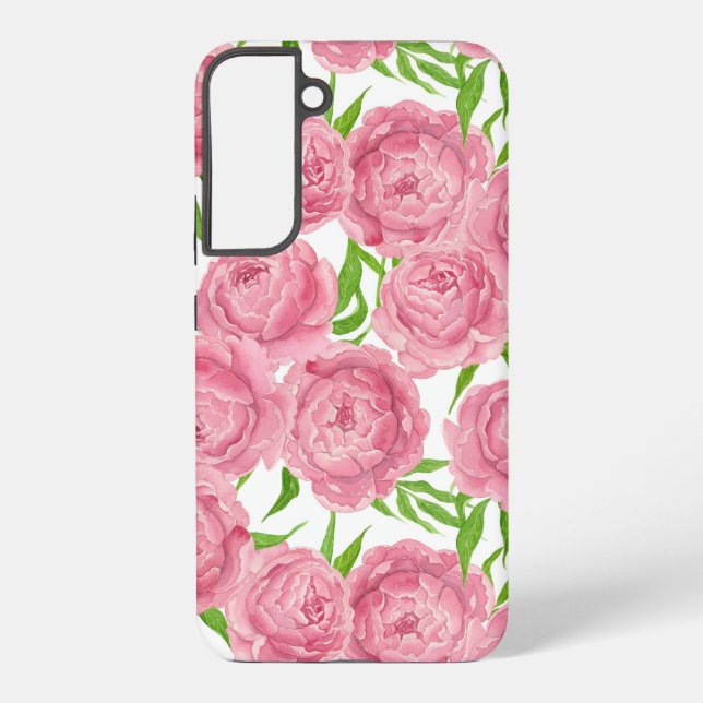Funda Para Samsung Galaxy Pink peonies acuarela (Reverso )