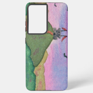 Funda Para Samsung Galaxy S21 Ultra Pintado de color de agua Fantasía Castillo de fort