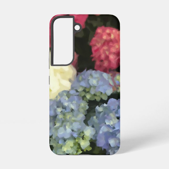 Funda Para Samsung Galaxy Pintado digital de flores de hidrangea azul y rosa (Reverso )