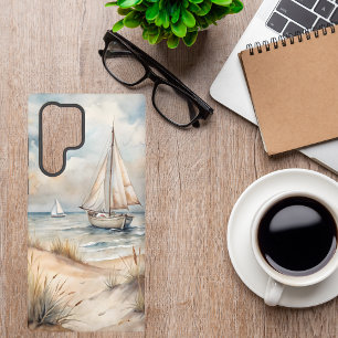 Funda Para Samsung Galaxy S22 Ultra Pintura Acuarela Costera de Vela Tranquila