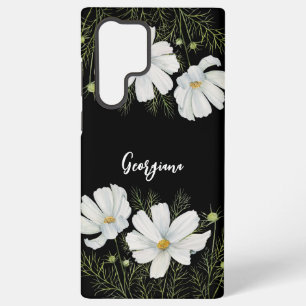 Funda Para Samsung Galaxy S22 Ultra Pintura botánica de flores de cosmos blancas al ac