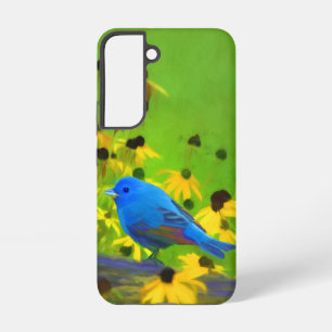 Funda Para Samsung Galaxy S22 Pintura de Azulillo Indigo - Arte de Pájaros Origi
