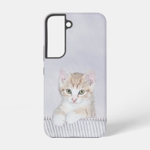 Funda Para Samsung Galaxy S22 Pintura de gatito atigrado naranja - Arte de gato