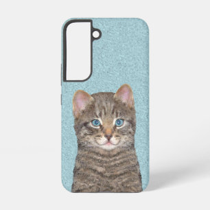 Funda Para Samsung Galaxy S22 Pintura de gato atigrado gris - Arte de gato origi
