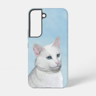Funda Para Samsung Galaxy S22 Pintura de gato blanco - Arte de gato original lin