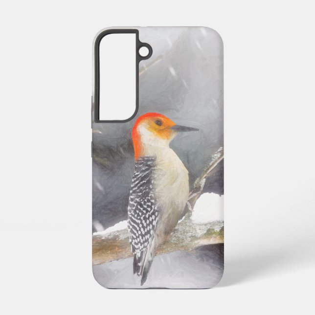 Funda Para Samsung Galaxy Pintura de pájaro de madera roja (Reverso )