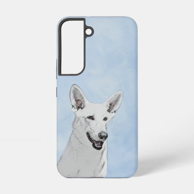 Funda Para Samsung Galaxy Pintura de pastor blanco - Arte de perro original  (Reverso )