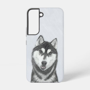 Funda Para Samsung Galaxy S22 Pintura de perro de Husky Siberiano (negro y blanc