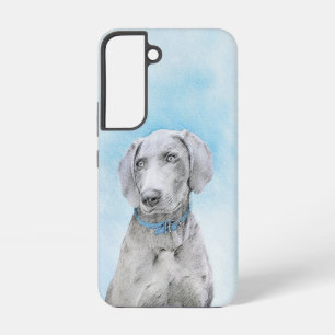 Funda Para Samsung Galaxy S22 Pintura de Weimaraner - Arte de Perro Original.