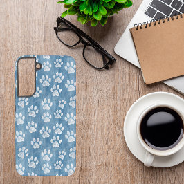 Funda Para Samsung Galaxy S22+ Pinturas blancas en azul - Amante de mascotas rusa