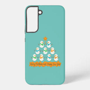 Funda Para Samsung Galaxy S22+ pirámide de árbol de Navidad hecha de muñecos de n