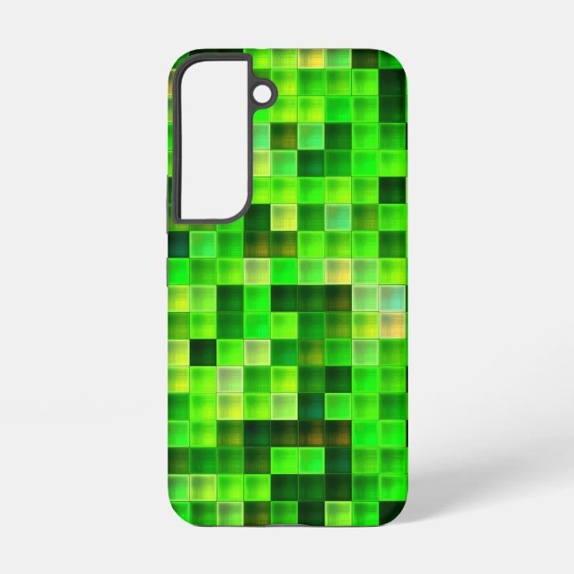 Funda Para Samsung Galaxy Pixels Green Square Pattern de videojuegos (Reverso )