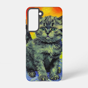 Funda Para Samsung Galaxy S21 Playa de Sunset Cat Style Van Gogh