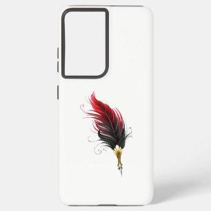 Funda Para Samsung Galaxy S21 Ultra Pluma de plumas rojas con nido de oro
