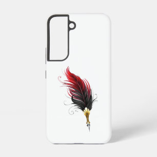 Funda Para Samsung Galaxy S22 Pluma de plumas rojas con nido de oro
