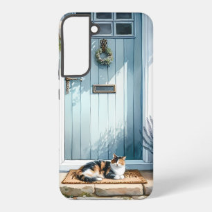 Funda Para Samsung Galaxy S22+ Porche Floral Cottagecore con Gato Calicó