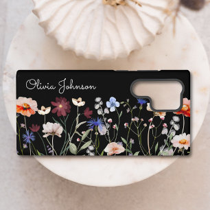 Funda Para Samsung Galaxy S22 Ultra Prado de flores silvestres coloridas con monograma