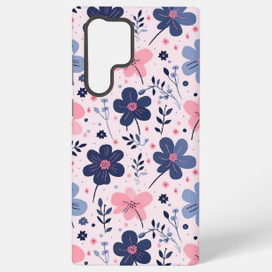 Funda Para Samsung Galaxy S22 Ultra Prado de flores silvestres de color rosa suave y a